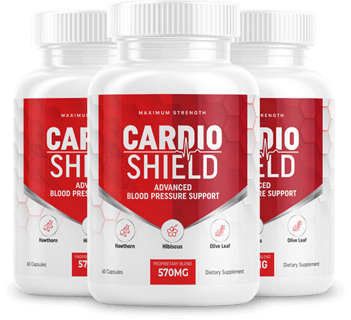 Cardio Shield three-bottle product display